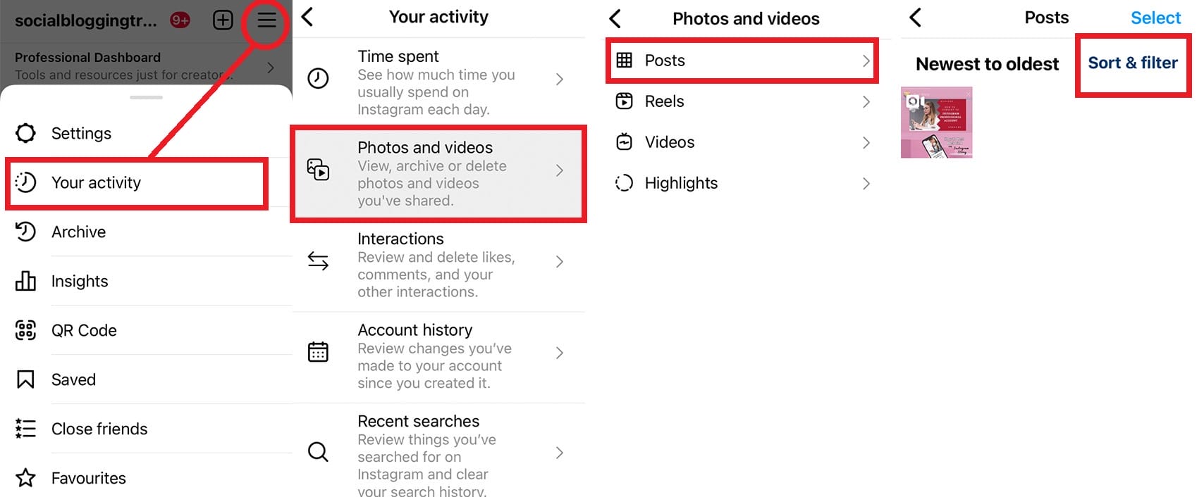 how to find an Instagram post quickly