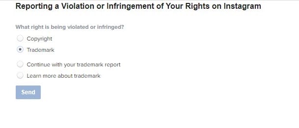 how to report Violation or Infringement on instagram