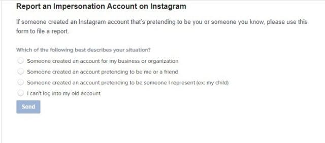 how to report Impersonation on instagram