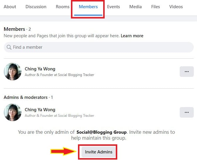 Invite new Page to be group admin